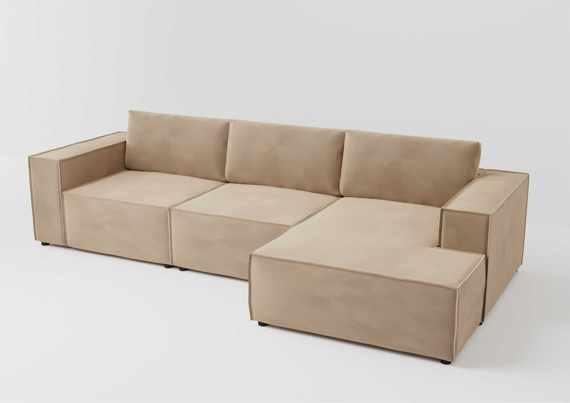 Modułowy narożnik z przeszyciami w kolorze beżowym